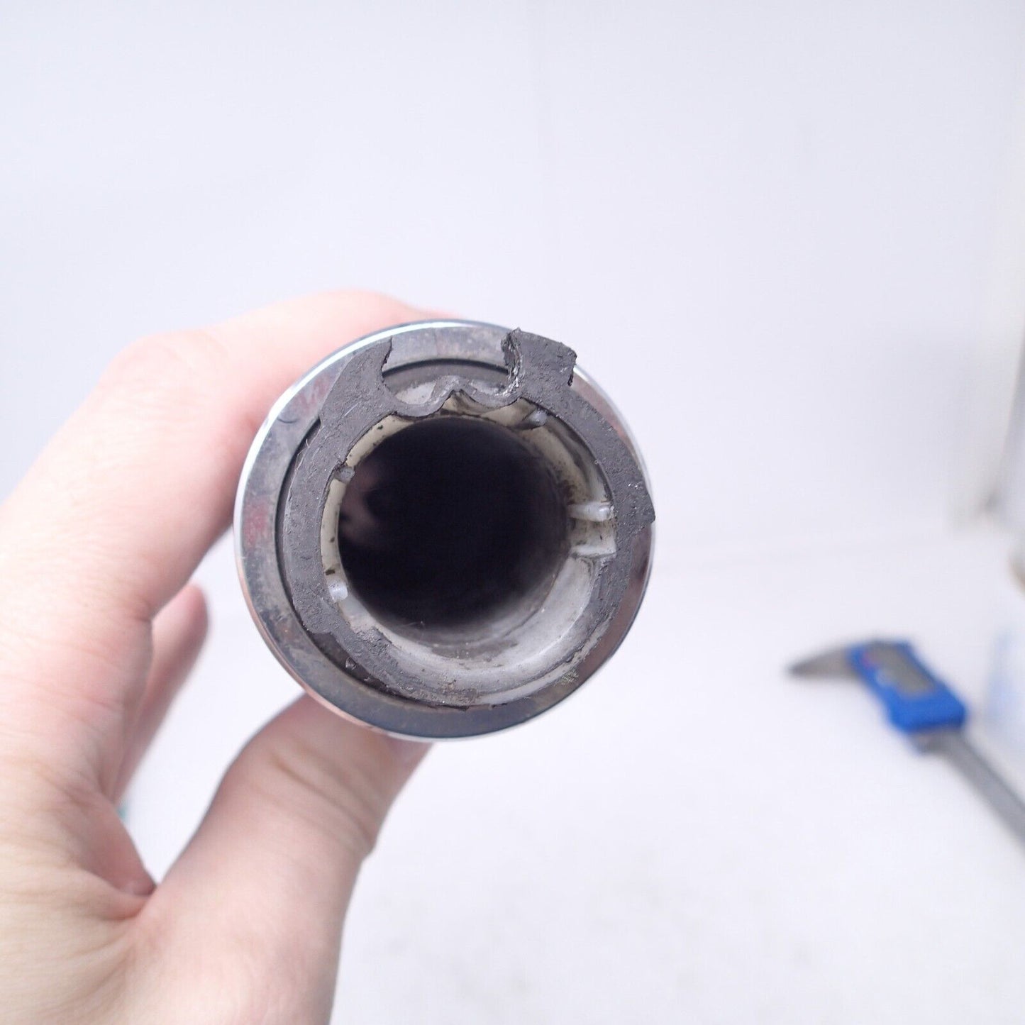 Vtg  GALINDO DESIGNS Hand Grips 1" Rubber Chrome Chopper USA Made ONE SINGLE!