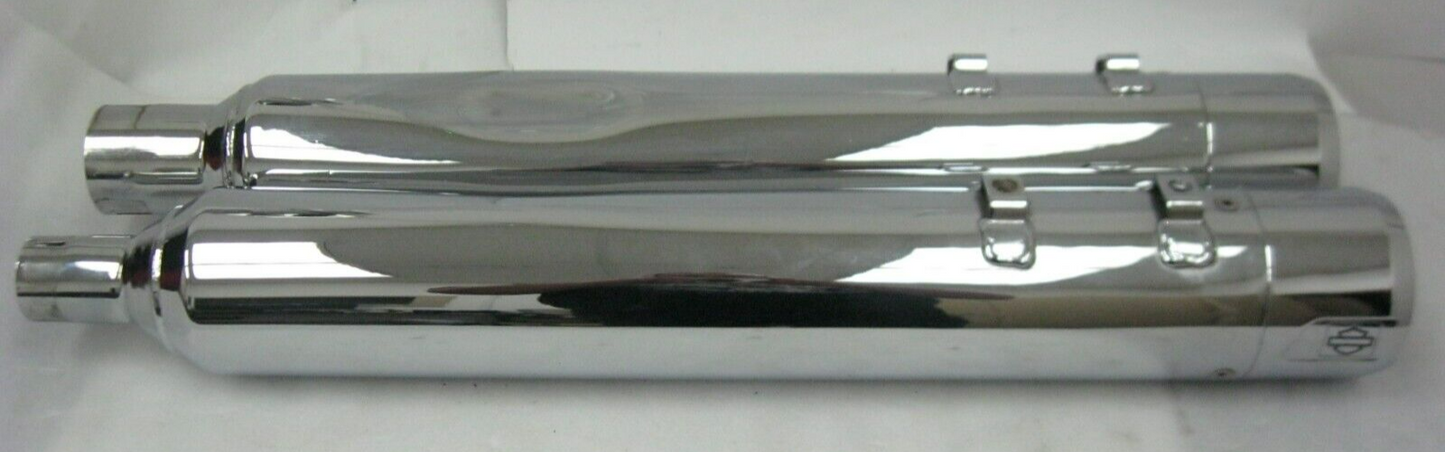 Harley-Davidson 21 & Later M8 CVO Chrome Mufflers 64900731A/32 & Caps 65100170