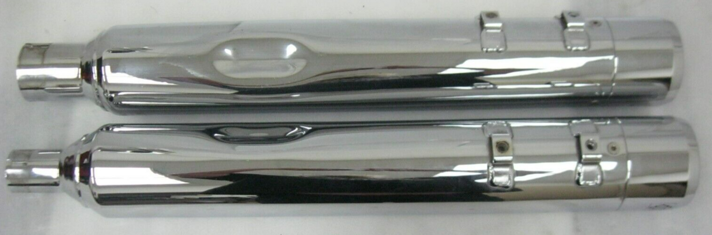 Harley-Davidson 21 & Later M8 CVO Chrome Mufflers 64900731A/32 & Caps 65100170