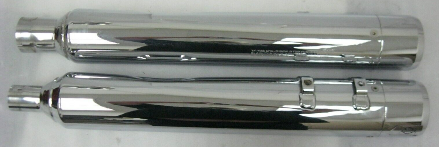 Harley-Davidson 21 & Later M8 CVO Chrome Mufflers 64900731A/32 & Caps 65100170