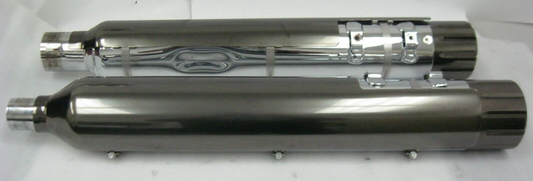 Harley-Davidson CVO M8 CVO Mufflers 64900731/2 & Smoked Satin End Caps 65100144