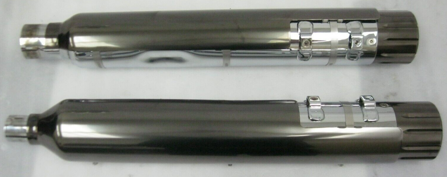 Harley-Davidson CVO M8 CVO Mufflers 64900731/2 & Smoked Satin End Caps 65100144