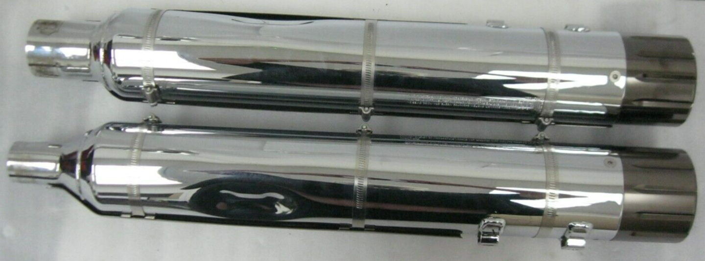 Harley-Davidson CVO M8 CVO Mufflers 64900731/2 & Smoked Satin End Caps 65100144