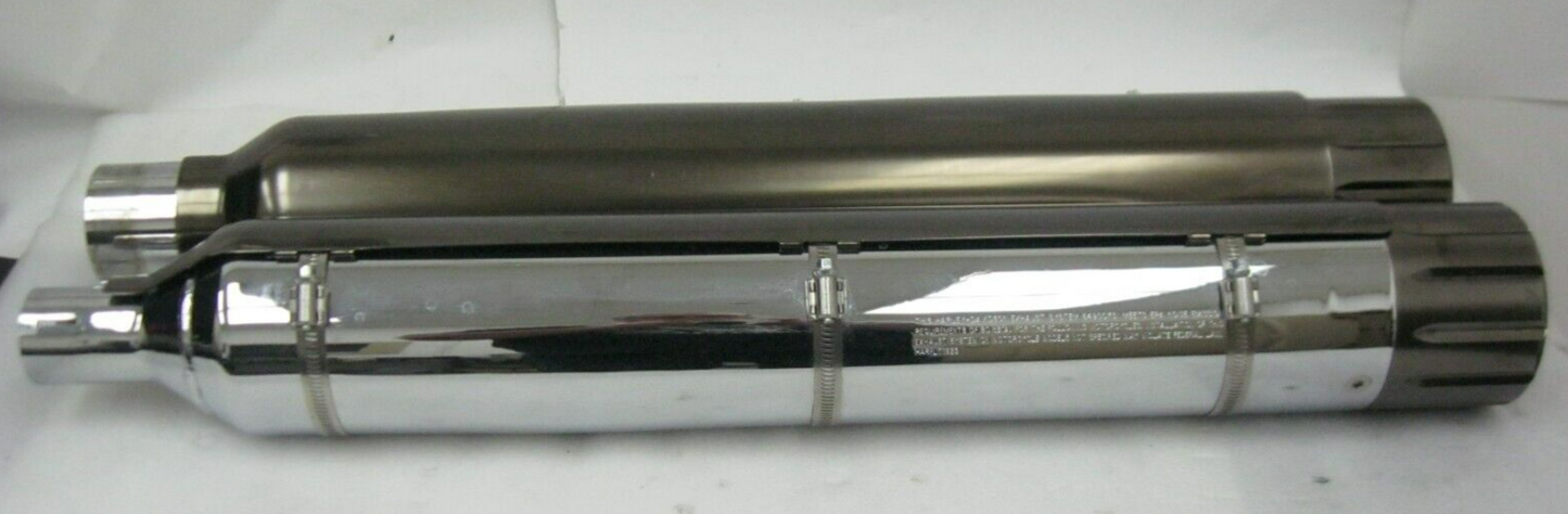 Harley-Davidson CVO M8 CVO Mufflers 64900731/2 & Smoked Satin End Caps 65100144