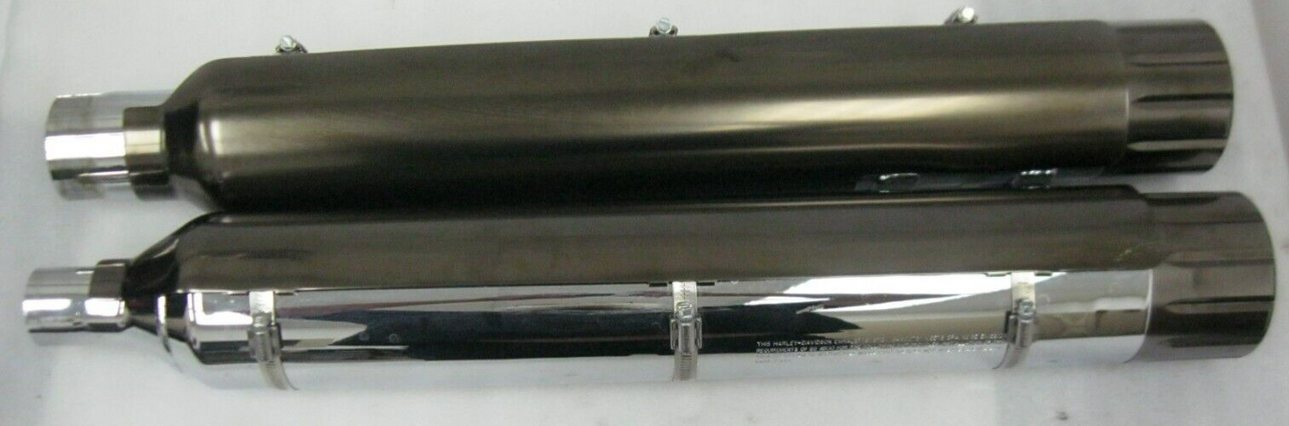 Harley-Davidson CVO M8 CVO Mufflers 64900731/2 & Smoked Satin End Caps 65100144