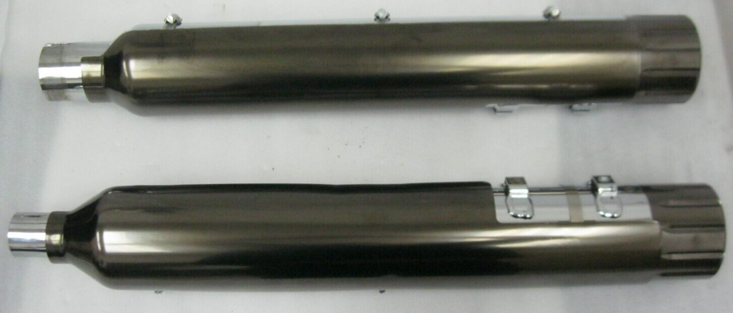 Harley-Davidson CVO M8 CVO Mufflers 64900731/2 & Smoked Satin End Caps 65100144