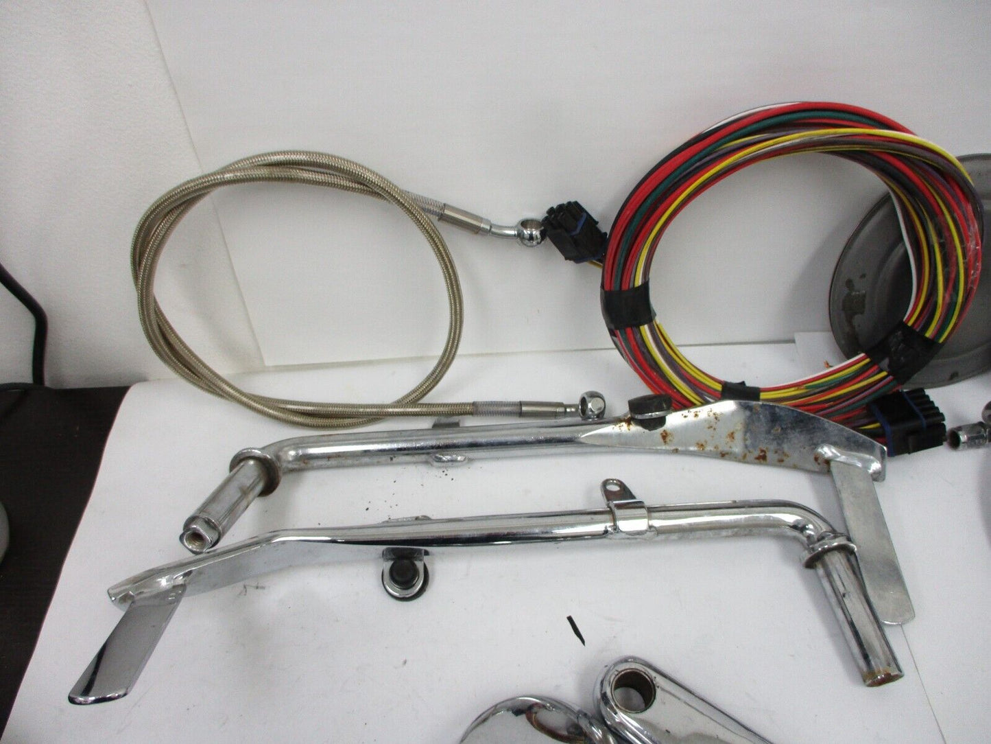 Huge Misc. Parts Lot Harley Kick Stand Clamp clutch hose mount etc. 15.4lb