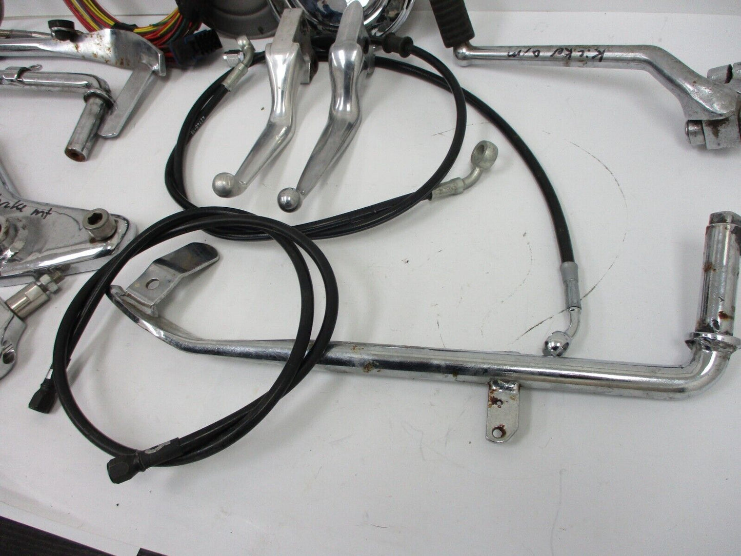 Huge Misc. Parts Lot Harley Kick Stand Clamp clutch hose mount etc. 15.4lb