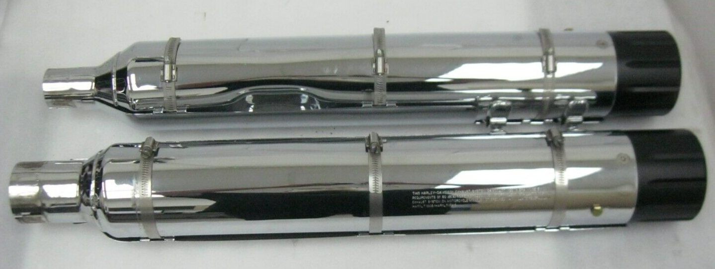 Harley-Davidson OEM 2017 CVO Chrome Mufflers 64900256/7 & End Caps 65100059