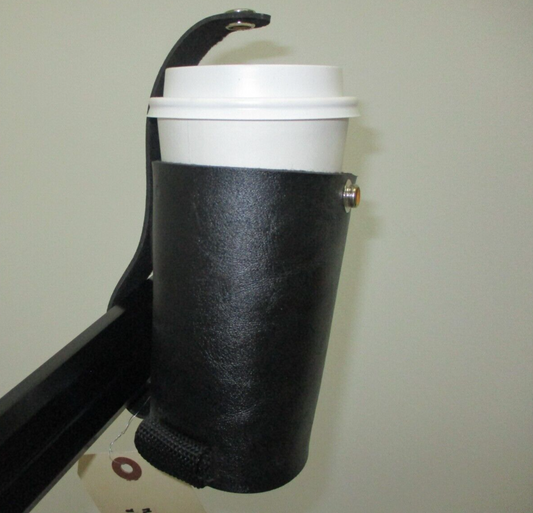 TALISMAN LEATHER Bike Cup HOLDER WITH SNAPS UNIVERSAL FIT HARLEY any Motorcycle