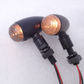 Pair Universal Black Amber LED Mini Motorcycle Turn Signal Lights V.Twin 33-1334