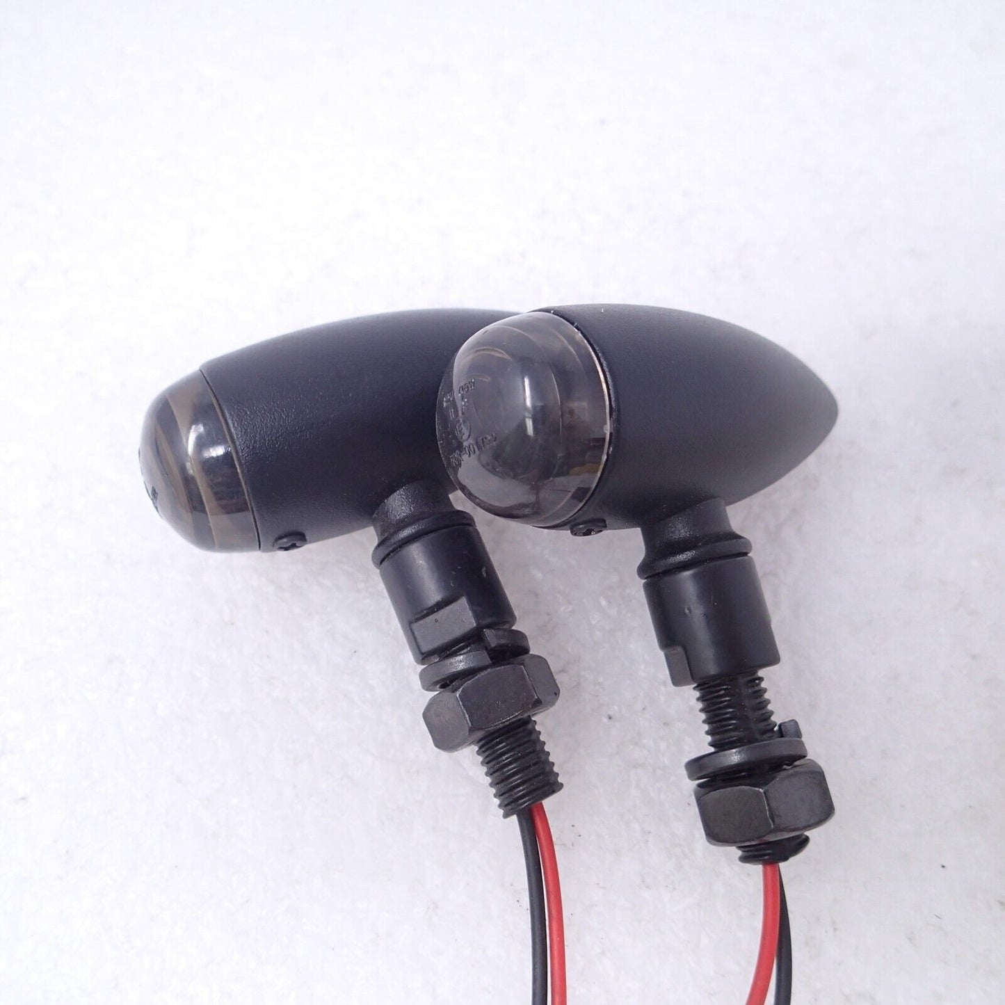 Pair Universal Black Amber LED Mini Motorcycle Turn Signal Lights V.Twin 33-1334