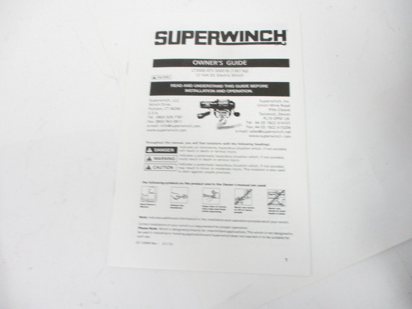 Superwinch 1130220 LT3000 ATV Series 3/16"x50' 12 Volt Winch w/ 3000 lb Capacity