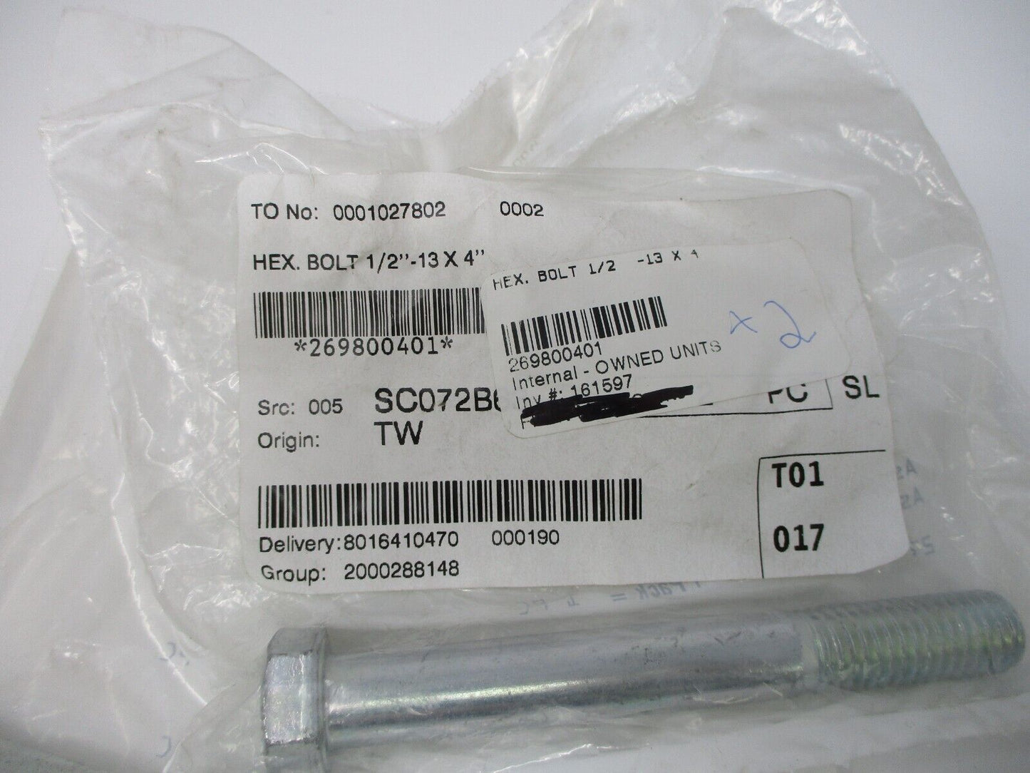 BRP SEADOO HEX. BOLT 1/2 -13 X 4 - OEM PART NO - 269800401