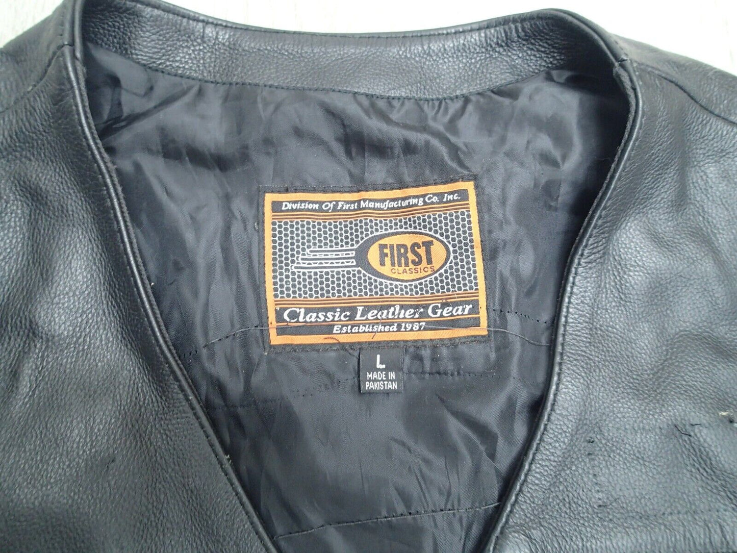 Mens Leather Vest With Concealed Pockets Side Laces Solid Back First Classics