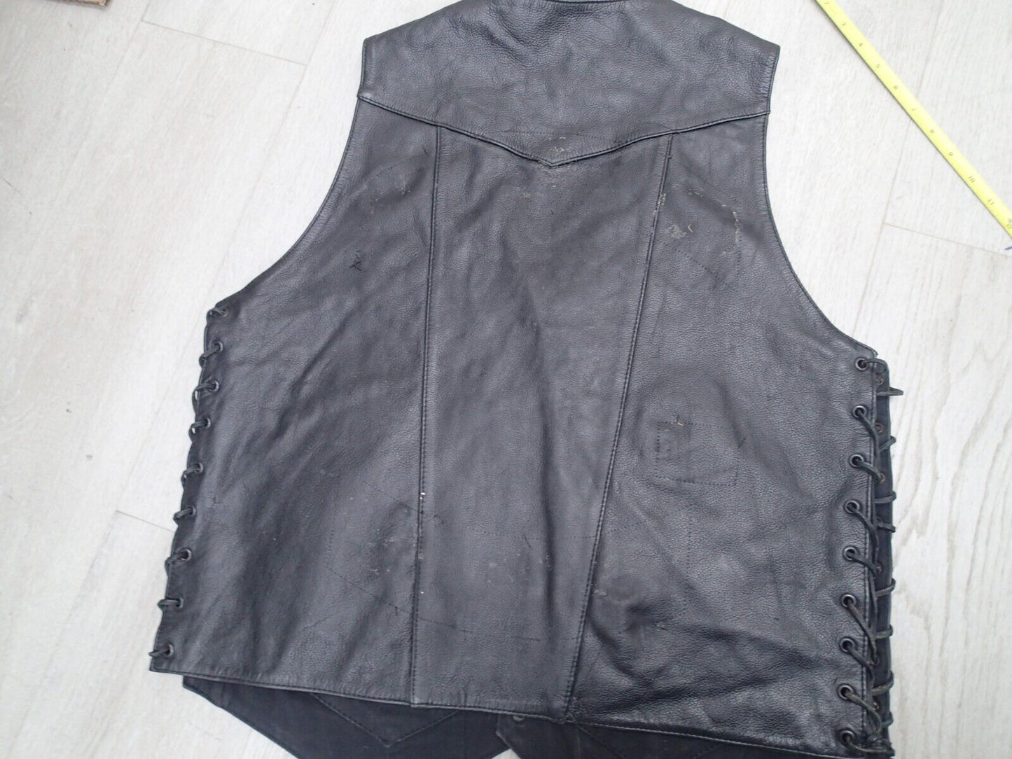 Mens Leather Vest With Concealed Pockets Side Laces Solid Back First Classics
