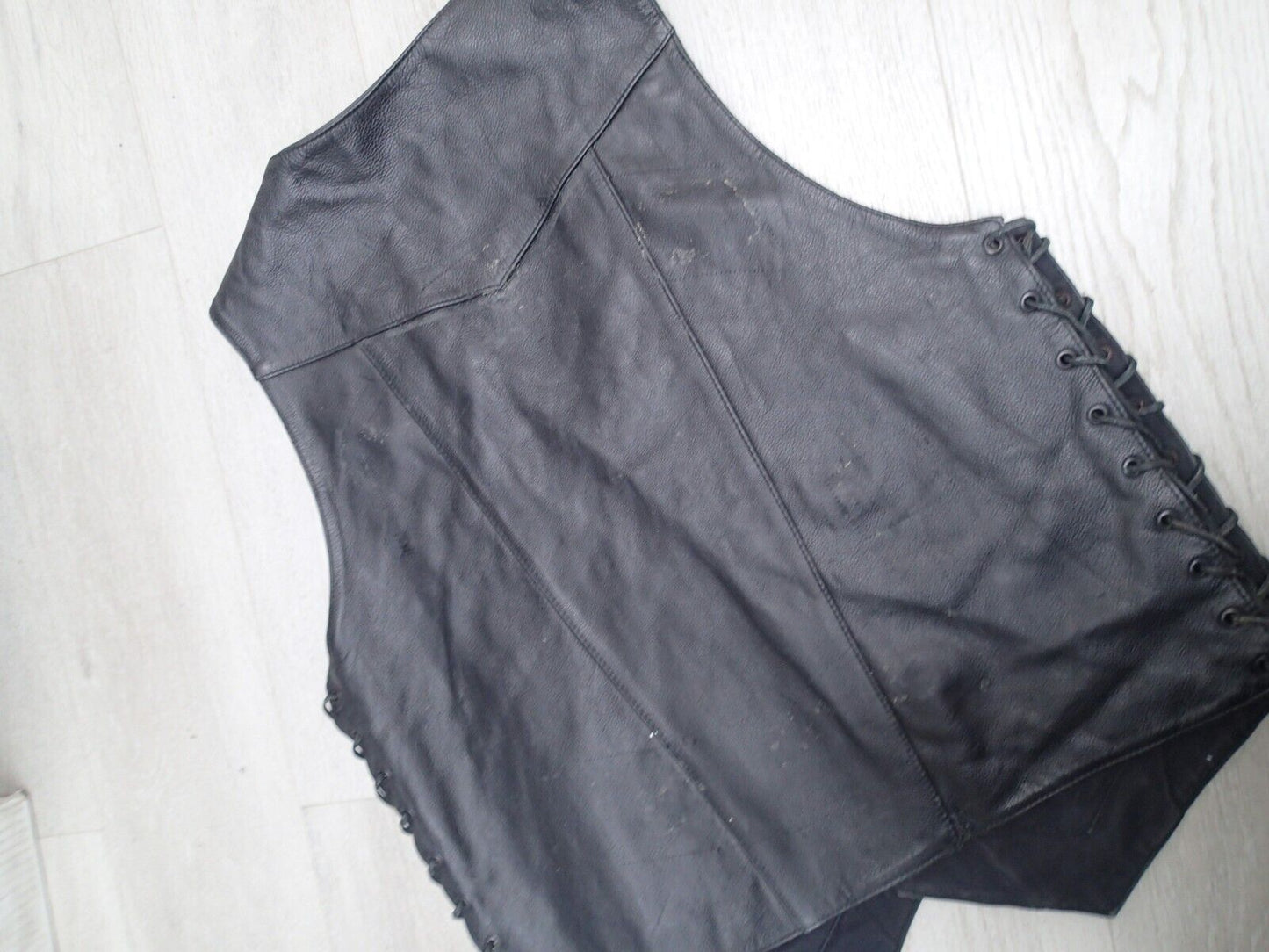 Mens Leather Vest With Concealed Pockets Side Laces Solid Back First Classics