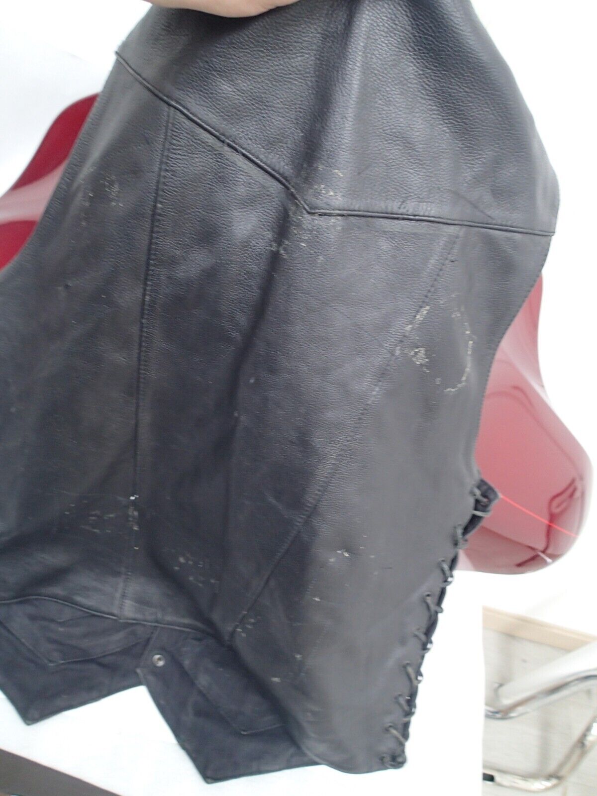 Mens Leather Vest With Concealed Pockets Side Laces Solid Back First Classics
