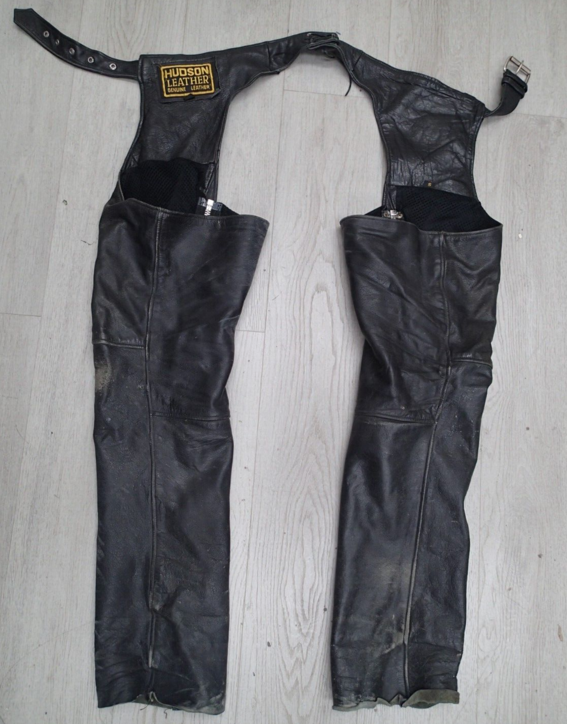 VTG Motorcycle Riding Pants Leather Men's Black Leather Chaps Biker Riding