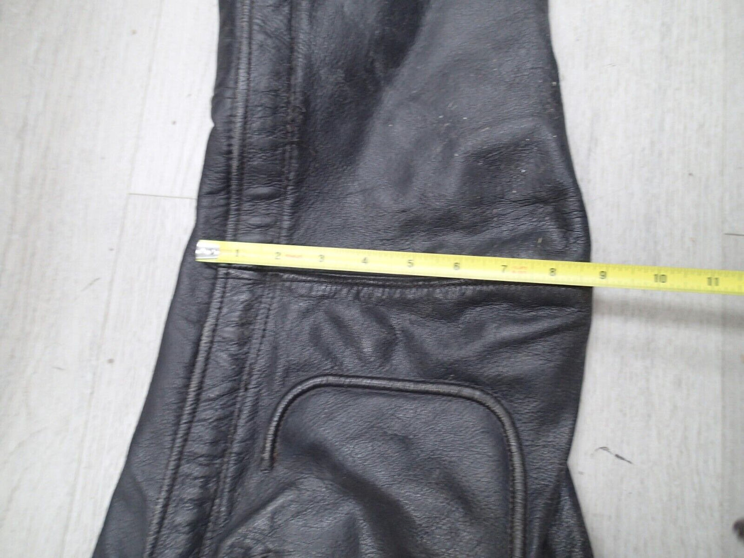 VTG Motorcycle Riding Pants Leather Men's Black Leather Chaps Biker Riding