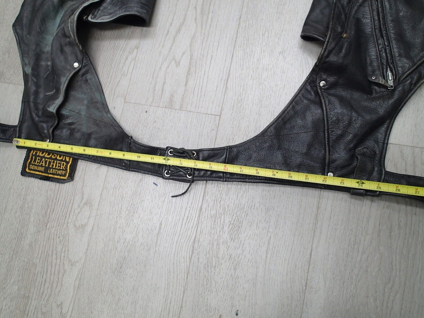 VTG Motorcycle Riding Pants Leather Men's Black Leather Chaps Biker Riding