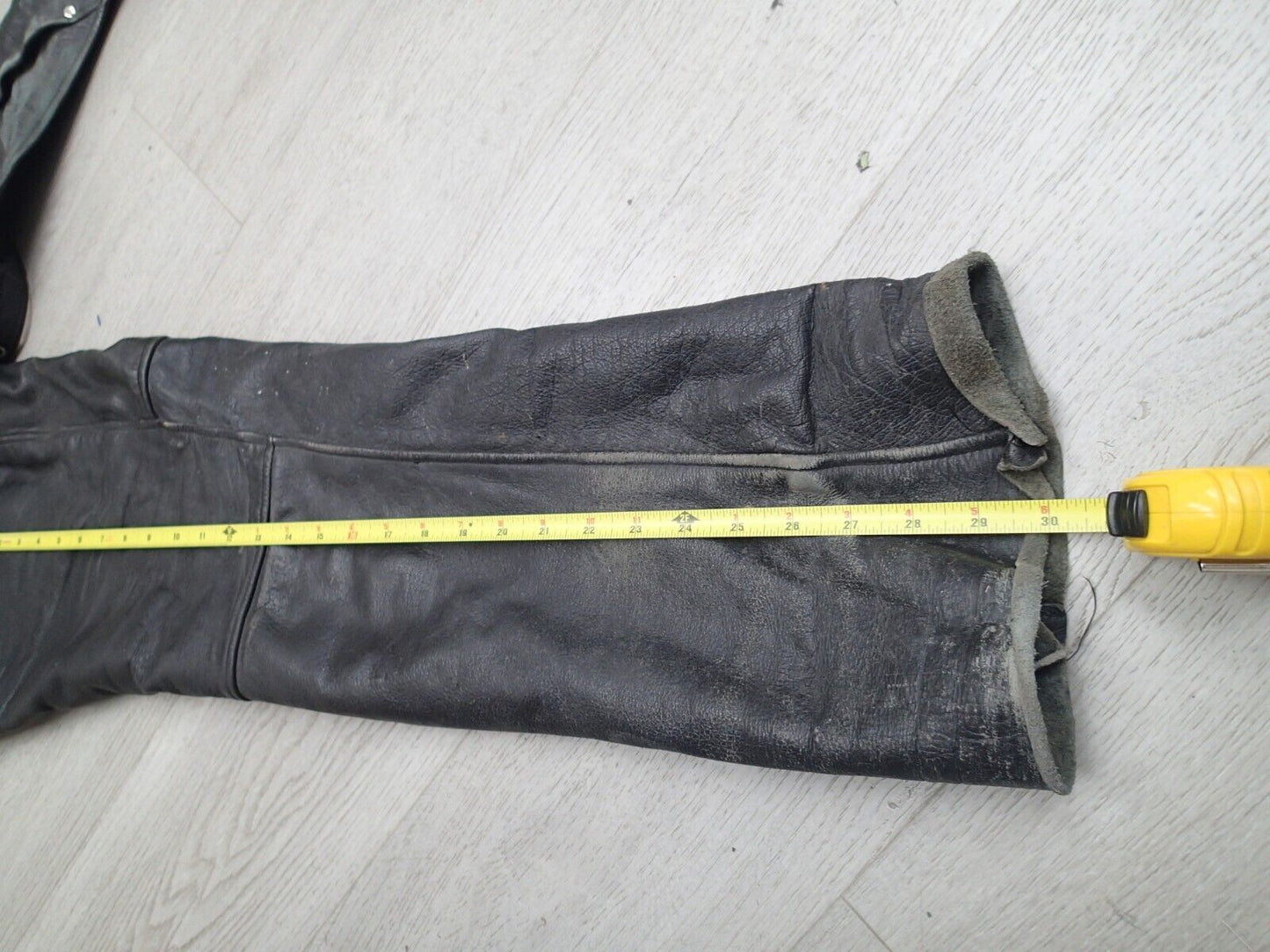 VTG Motorcycle Riding Pants Leather Men's Black Leather Chaps Biker Riding