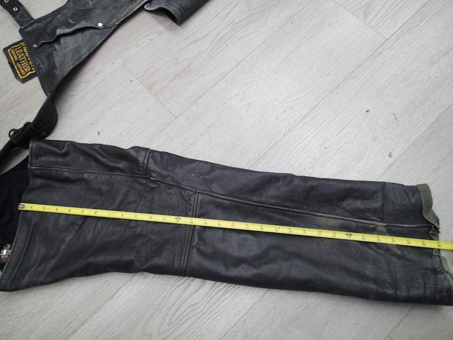 VTG Motorcycle Riding Pants Leather Men's Black Leather Chaps Biker Riding