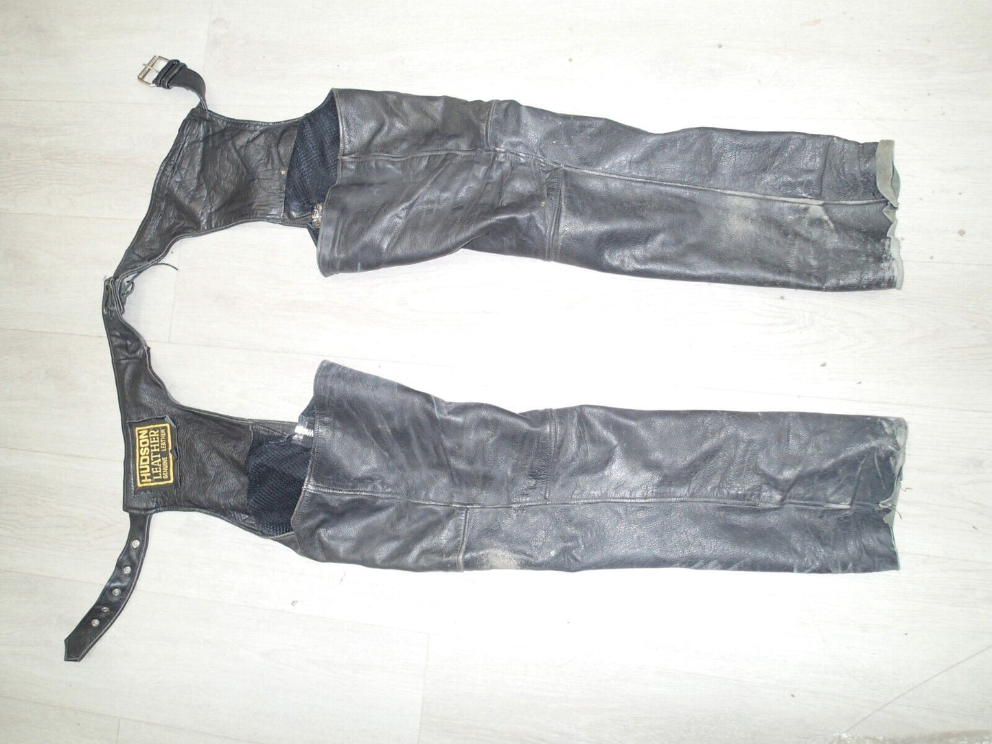 VTG Motorcycle Riding Pants Leather Men's Black Leather Chaps Biker Riding