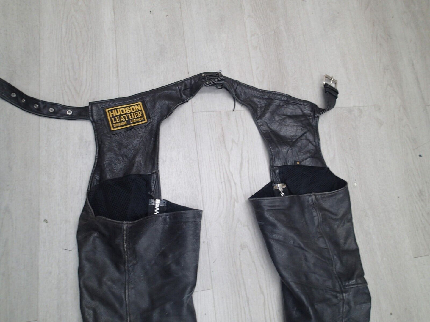 VTG Motorcycle Riding Pants Leather Men's Black Leather Chaps Biker Riding