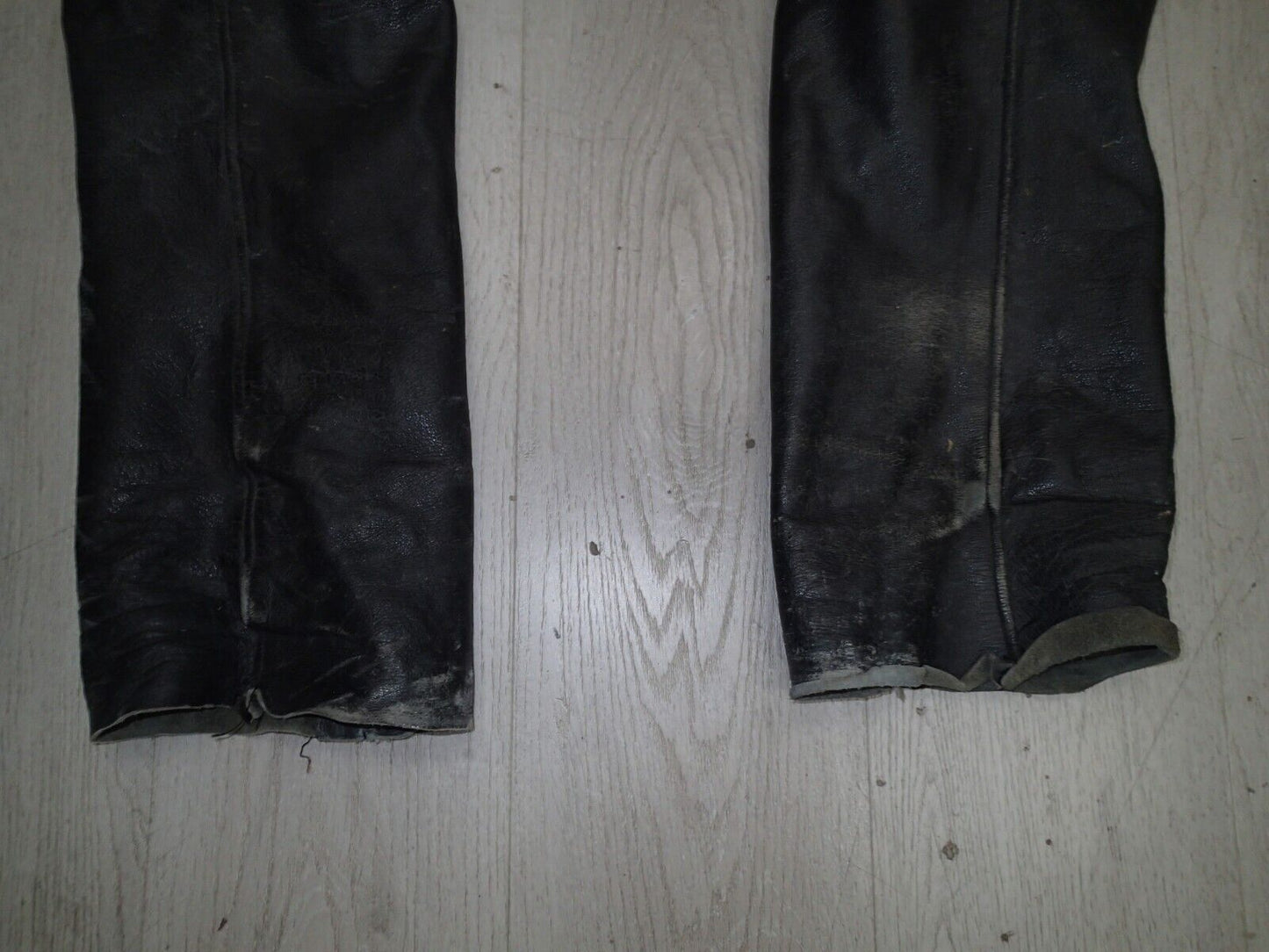 VTG Motorcycle Riding Pants Leather Men's Black Leather Chaps Biker Riding