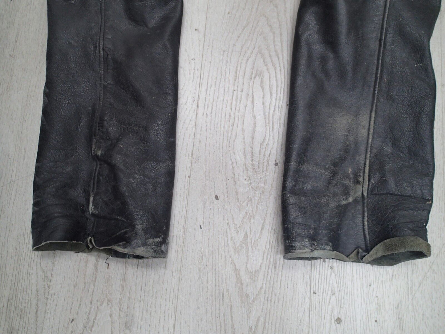 VTG Motorcycle Riding Pants Leather Men's Black Leather Chaps Biker Riding