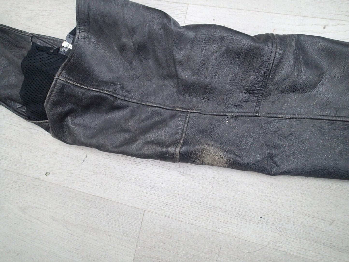 VTG Motorcycle Riding Pants Leather Men's Black Leather Chaps Biker Riding