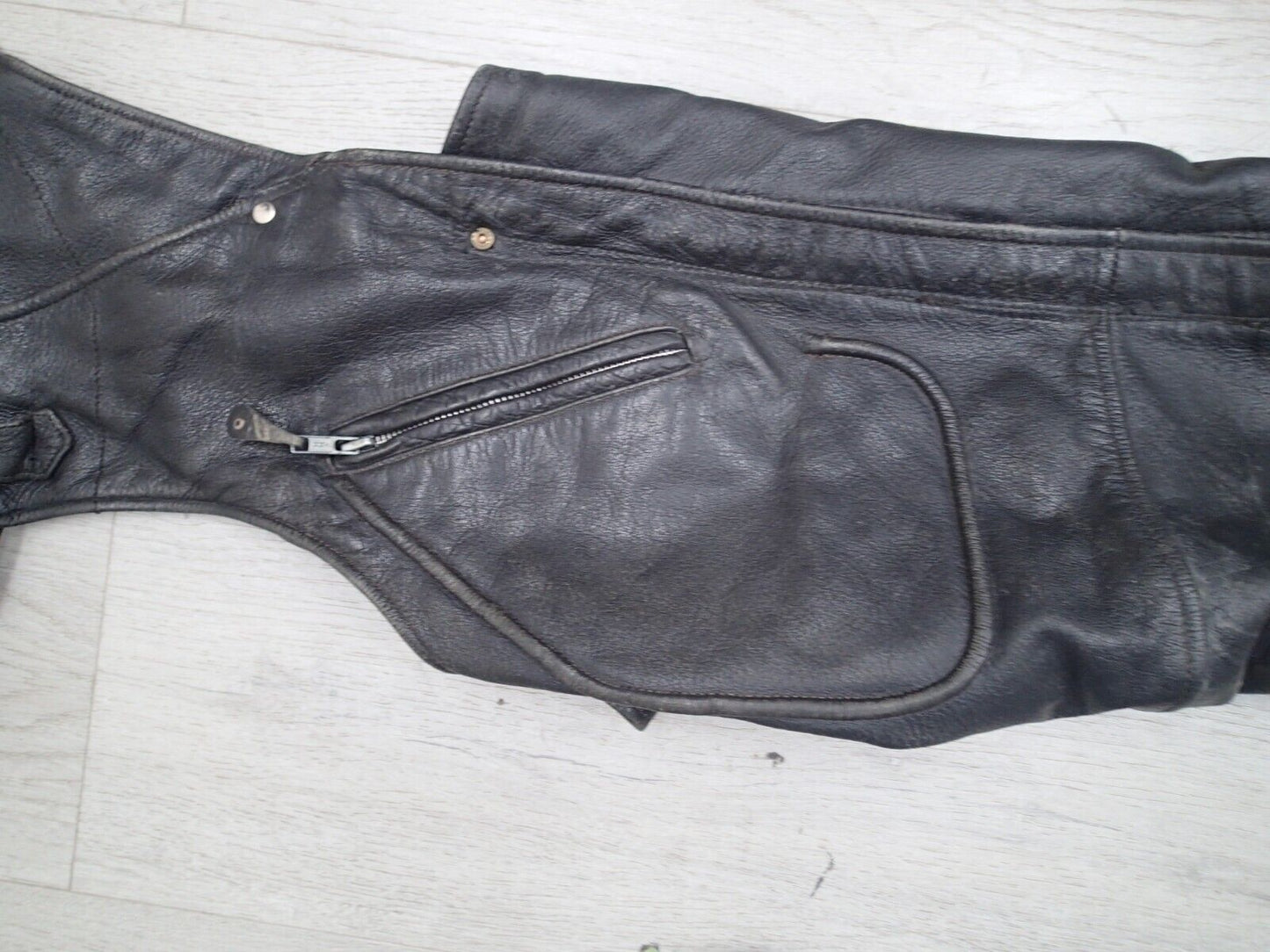 VTG Motorcycle Riding Pants Leather Men's Black Leather Chaps Biker Riding