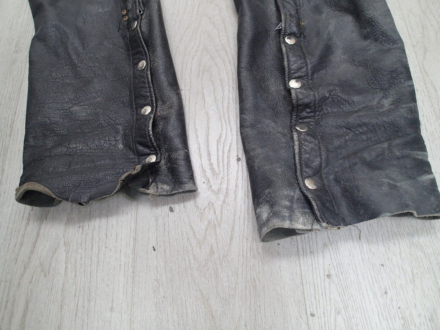 VTG Motorcycle Riding Pants Leather Men's Black Leather Chaps Biker Riding