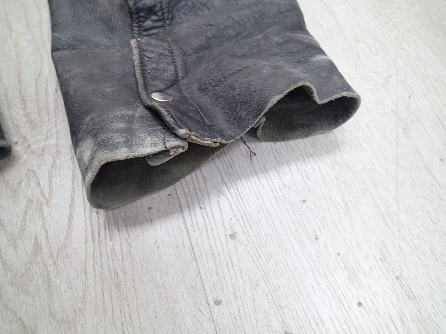 VTG Motorcycle Riding Pants Leather Men's Black Leather Chaps Biker Riding