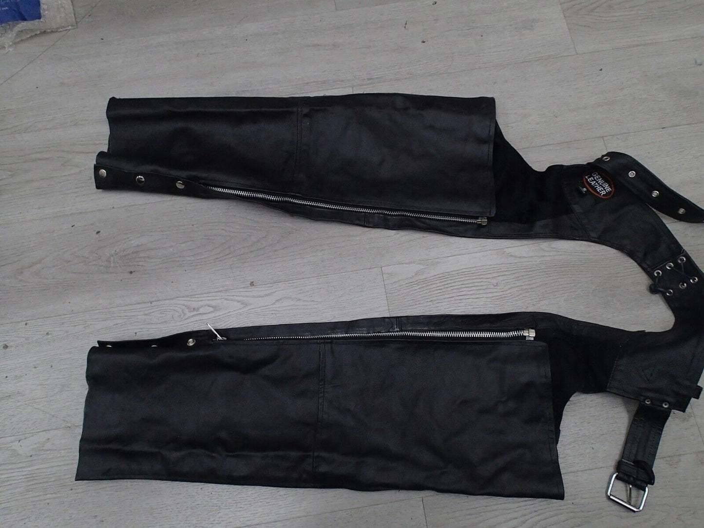VTG Leather Men's Black Leather Chaps Biker Riding Motorcycle Riding Pants