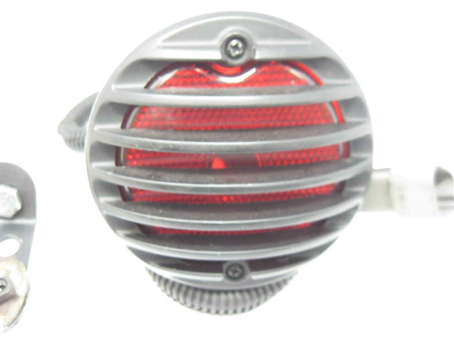 Round Black Finned Style Motorcycle Tail Light for Parts, (Back Broken)