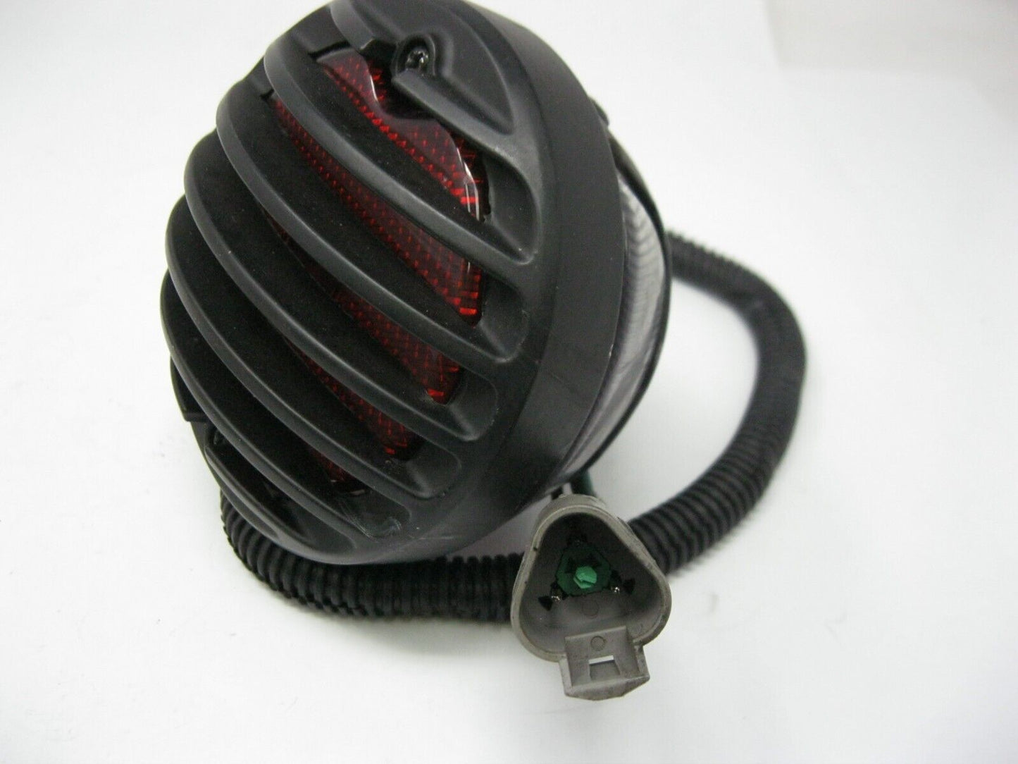 Round Black Finned Style Motorcycle Tail Light for Parts, (Back Broken)