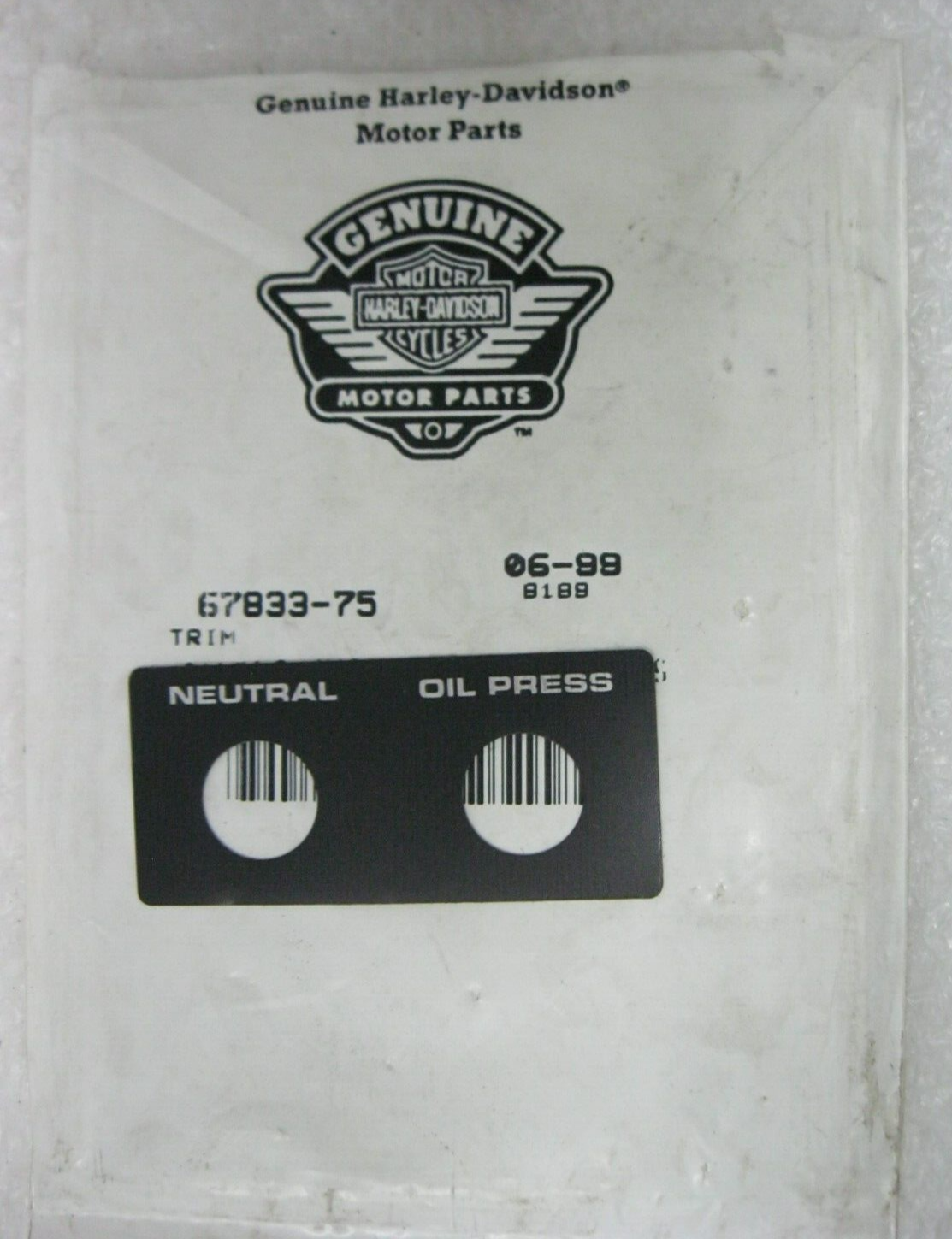 Harley-Davidson OEM 82-85 FXR FXE  Nuetral/Oil Light Trim (Single Unit) 67833-75