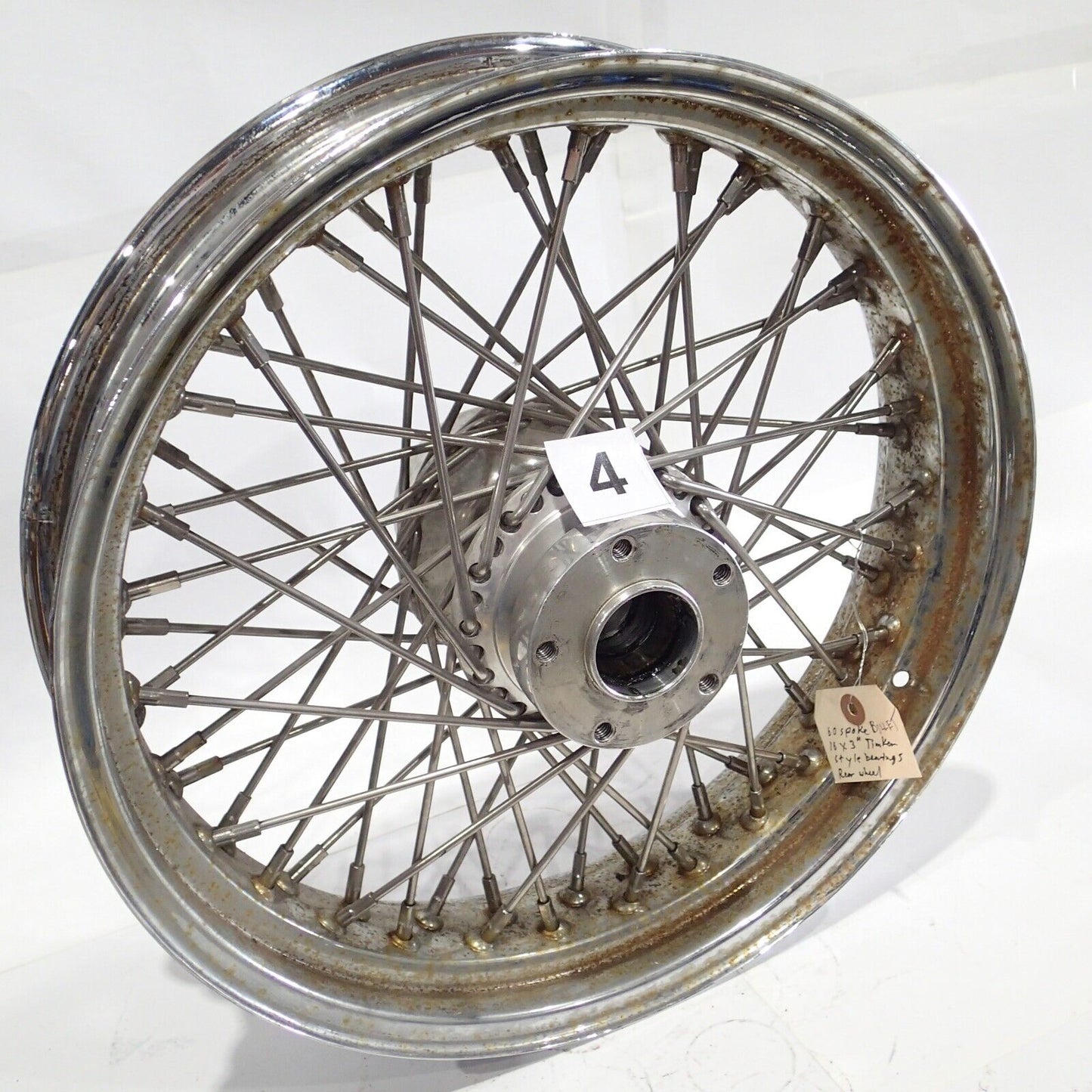 Chrome 60 Spoke Billet 16" x 3.5" Rear Wheel for Harley & Custom Models (#4)