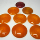 Nine 3" to 3.25" Signal Light Lens's, 8 Amber, 1 Red, unbranded & Some Harley