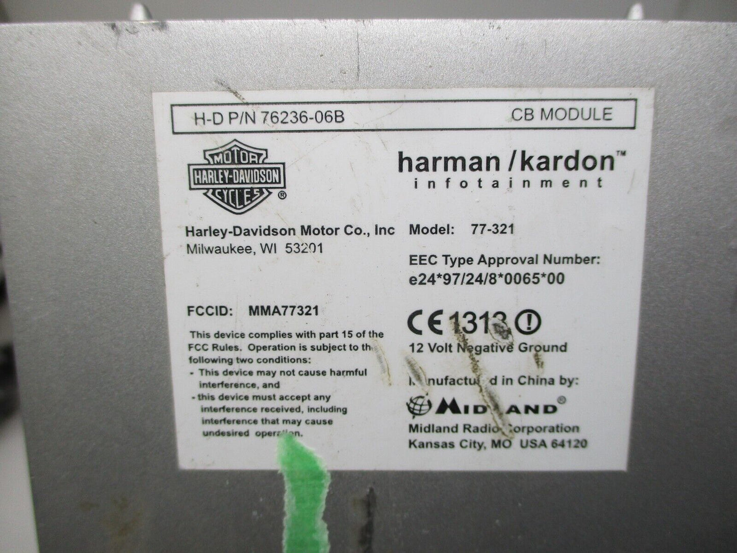 76236-06B Harley CB Radio Module 06-13 Touring Harman Kardon OEM 77-321