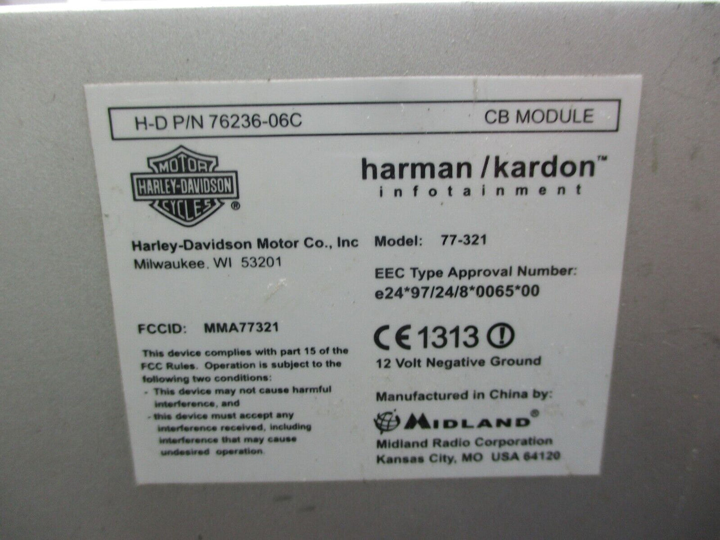 Harley Davidson Touring CB Module Harman Kardon 76236-06C – Precision Frame