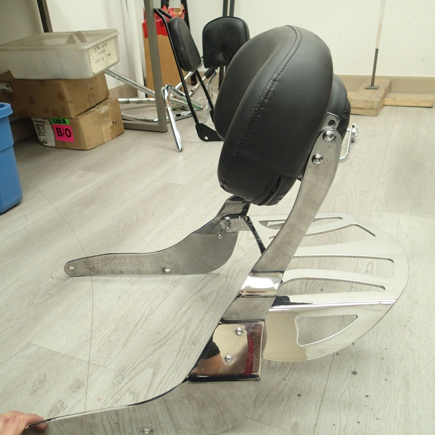 Chrome Sissy Bar Passenger Rear Backrest Pad with Luggage Rack UNKNOWN FITMENT