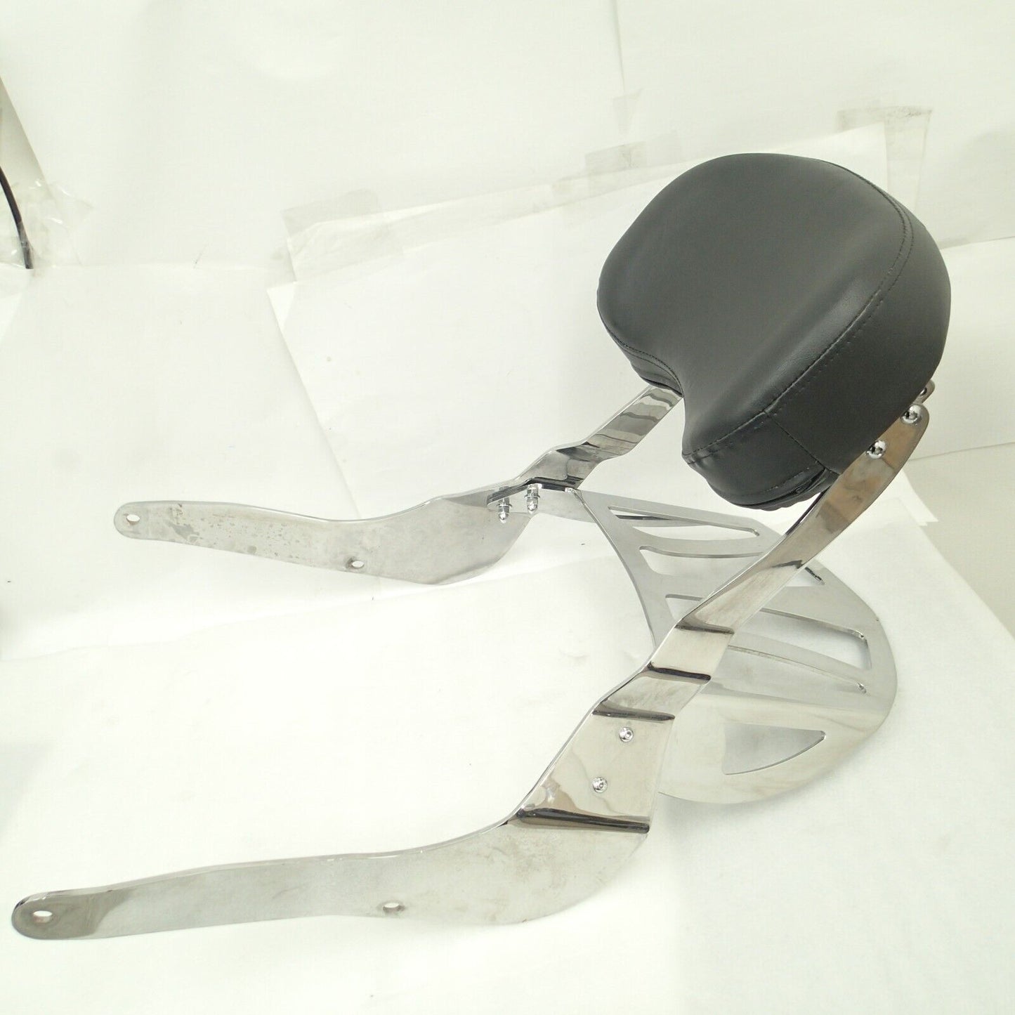 Chrome Sissy Bar Passenger Rear Backrest Pad with Luggage Rack UNKNOWN FITMENT