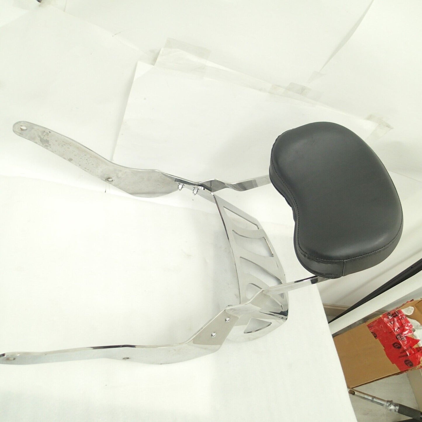 Chrome Sissy Bar Passenger Rear Backrest Pad with Luggage Rack UNKNOWN FITMENT