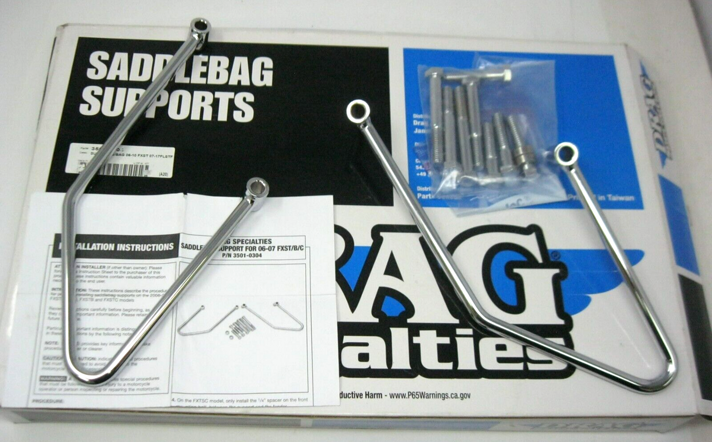 Drag Specialties 06-17 Harley FL, FX Chrome Saddlebag Supports 3501-0304