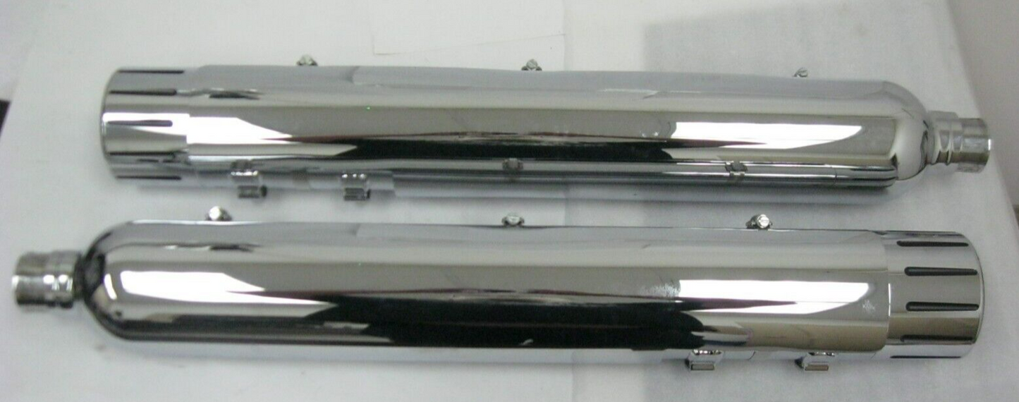 Harley-Davidson 2011 CVO Chrome Mufflers & Chrome/Black Slotted Caps 65586-11