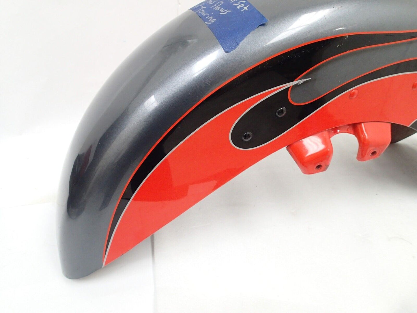 Harley Front Fender  58900009 ORANGE CUSTOME PAINT FLAME GRAY (See VIdeo)