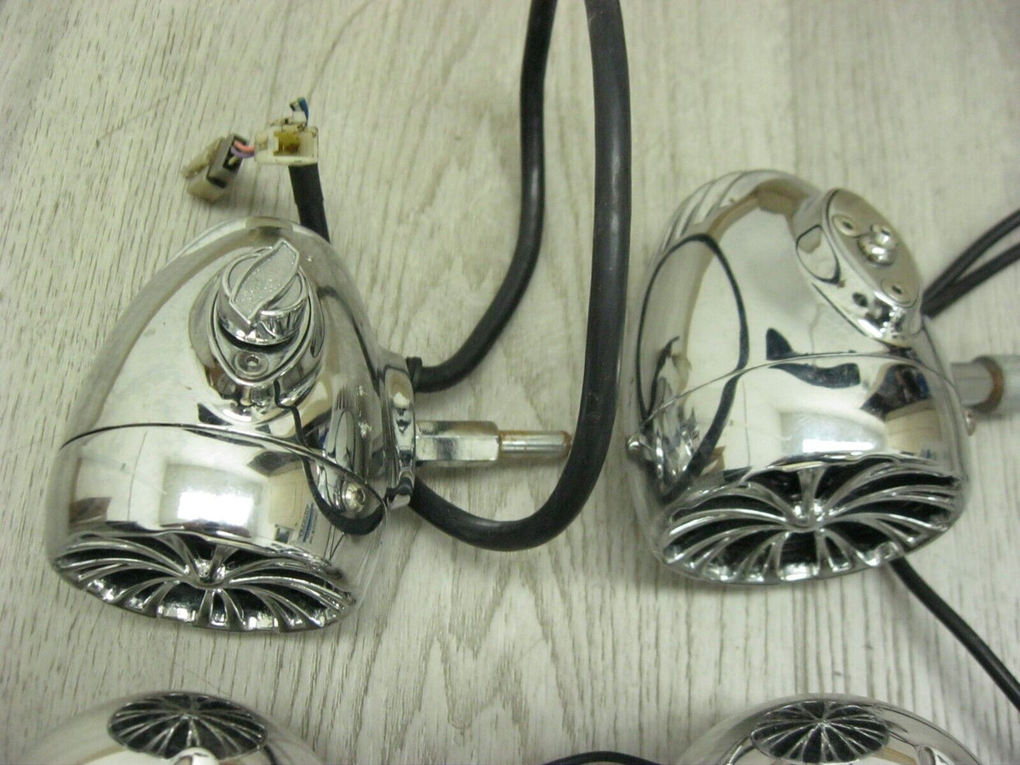 Misc Chrome Motorcycle Speakers for Parts Untested Some Wiring -6pcs